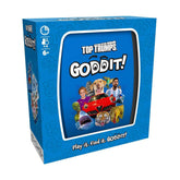 Goddit! Top Trumps Card Game box art featuring fun characters and objects, perfect travel game for quick excitement.